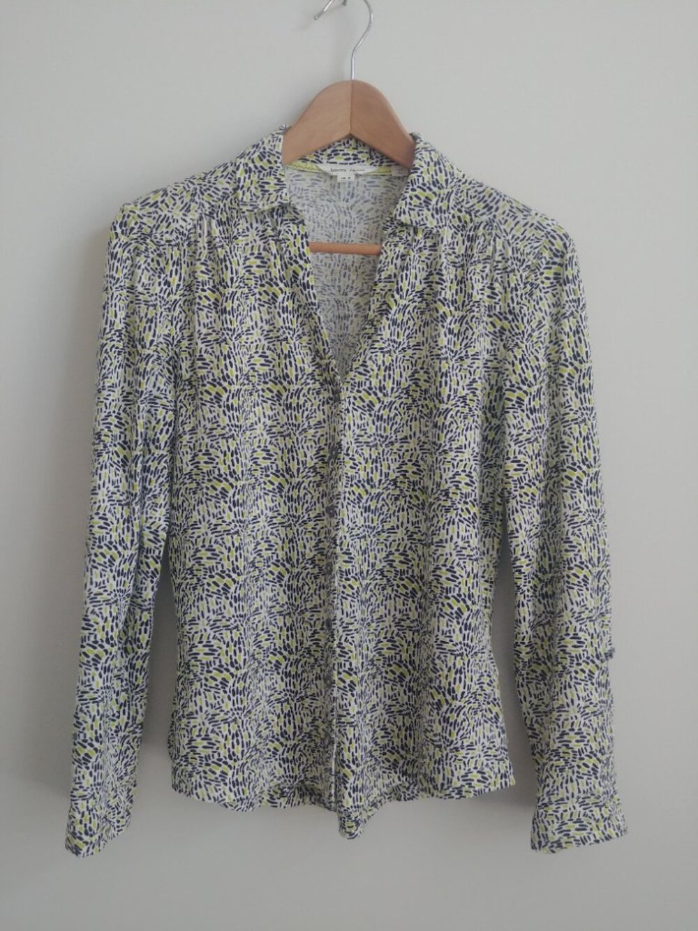 White Stuff 6 100% cotton soft comfortable knit stretch button down shirt top